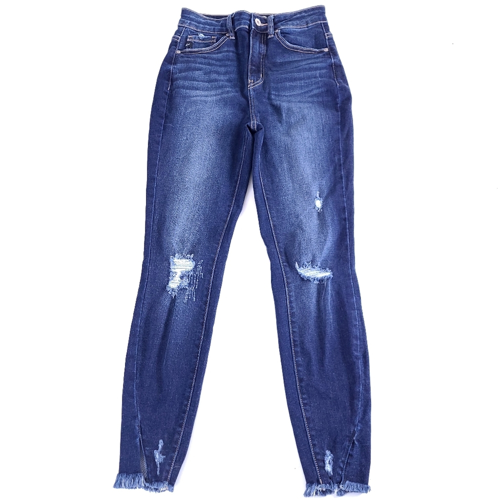 KanCan High Rise Raw Split Hem Skinny Jeans 25